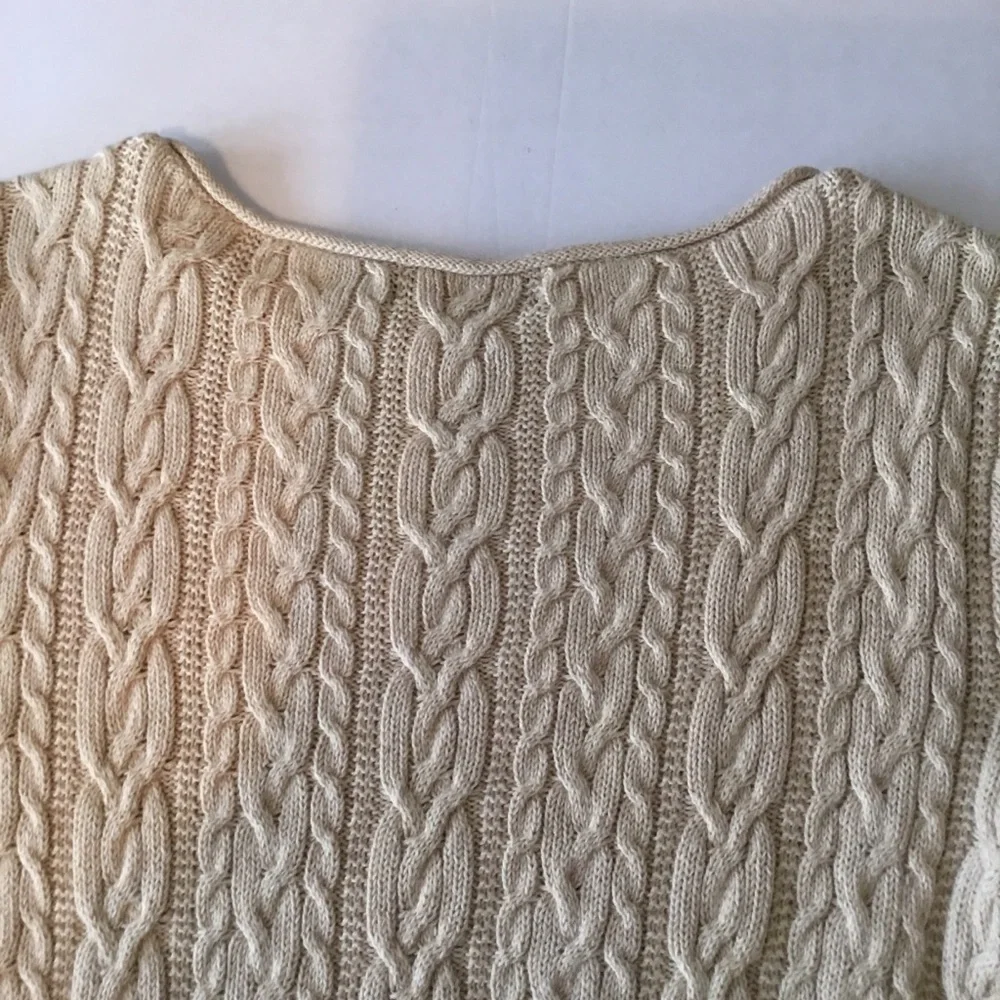 Ralph Lauren Cream Cable Knit Scoop Neck Sweater - Picture 9 of 11